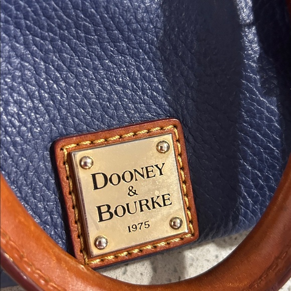 Dooney & Bourke Navy Satchel with Brown Trim - Picture 16 of 16